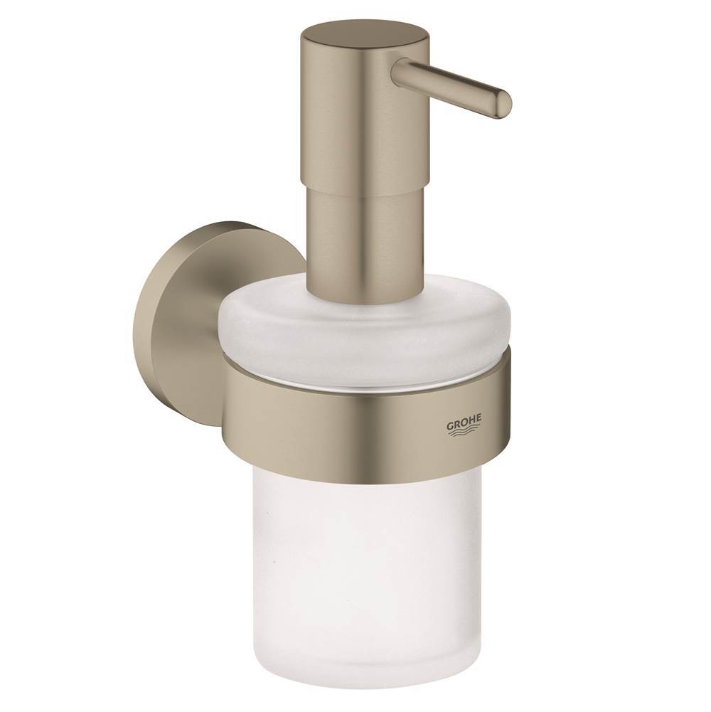 Essentials Soap Dispenser with Holder, brushed nickel-shop
