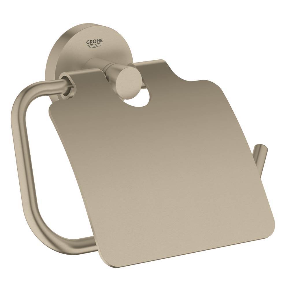 Essentials Toilet Paper Holder with Cover, brushed nickel-shop