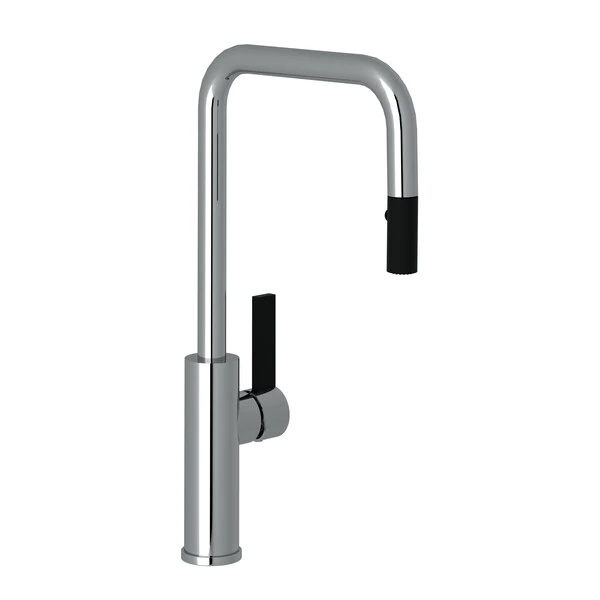Tuario Pulldown Faucet - U Spout - Polished Chrome With Matte Black Accents With Lever Handle | Model Number: TR56D1LBAPC-related