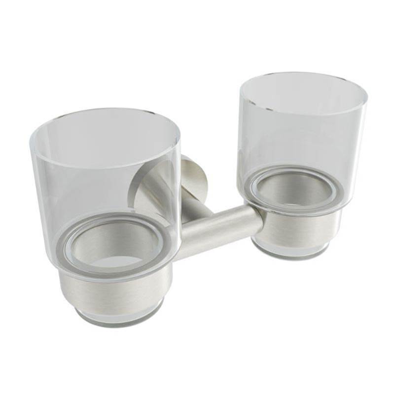 ICO Bath Summit Double Glass Tumbler - Brushed Nickel-shop