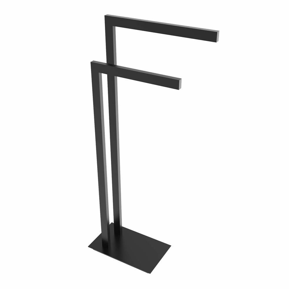 ICO Bath Square Freestanding Double Towel Bar - Matte Black-shop