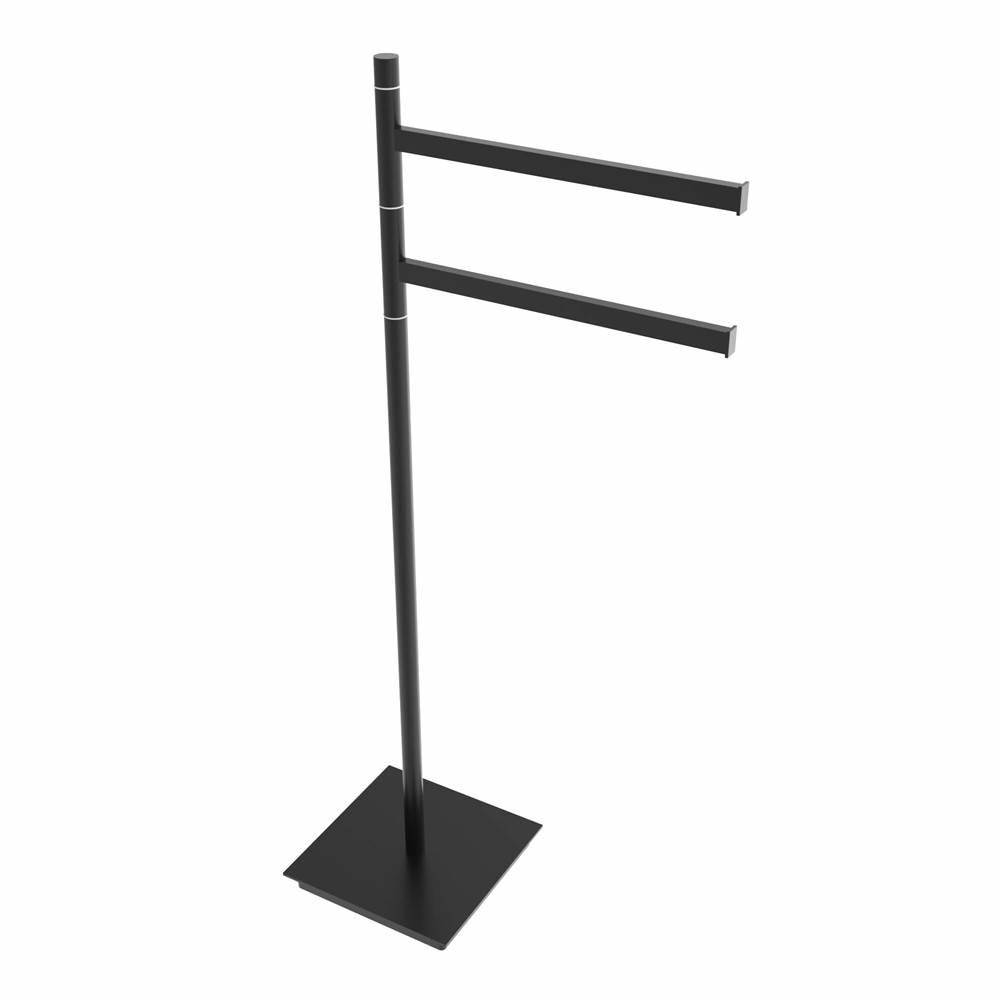 ICO Bath Square Freestanding Swivelling Double Towel Bar - Matte Black-shop