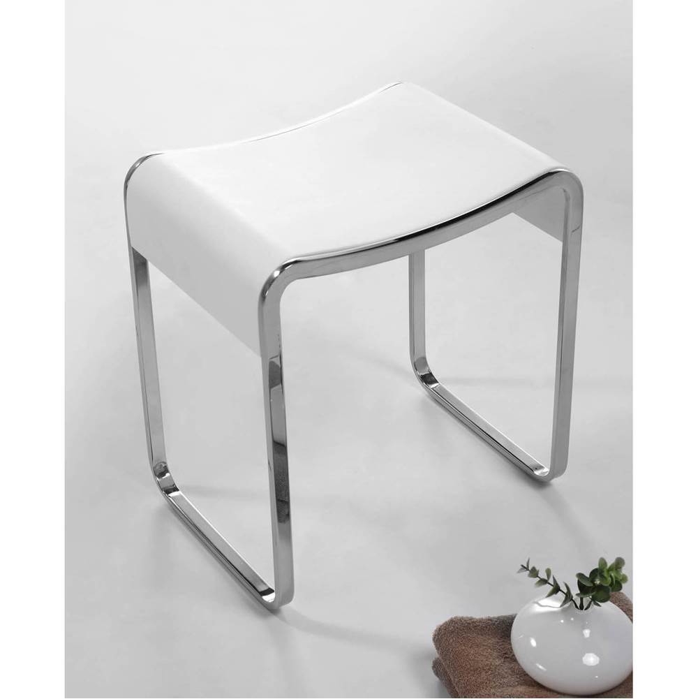 ICO Bath Shower Stool - Matte White With Chrome Legs-shop