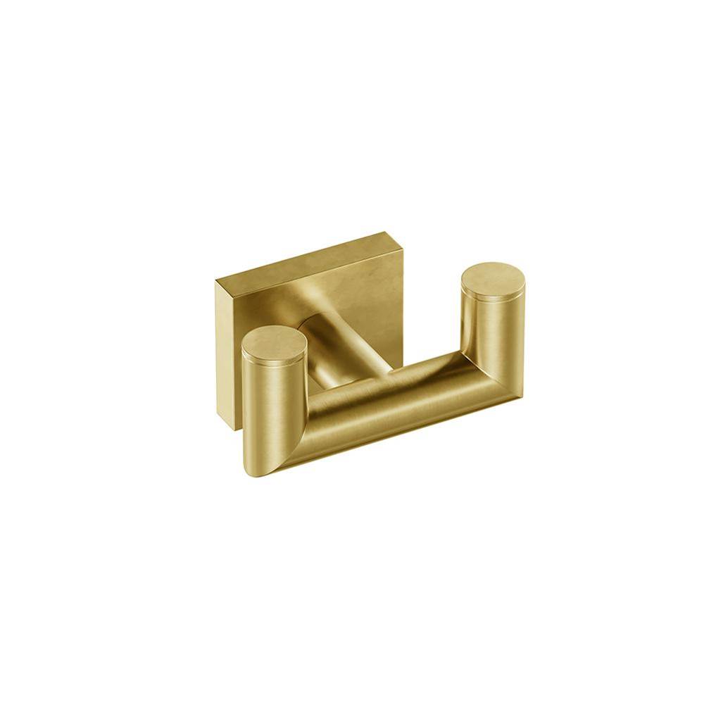 ICO Bath Crater Double Towel Hook - PVD Brushed Gold-shop