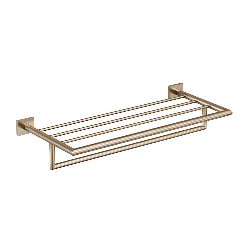 ICO Bath Crater Towel Shelf With Bar - PVD Brushed Bronze-shop