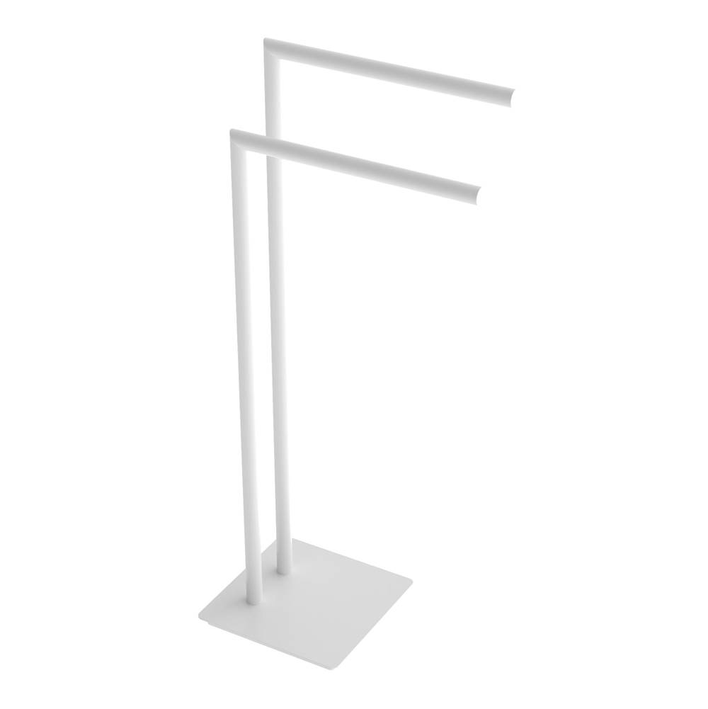 ICO Bath Round Freestanding Double Towel Bar - Matte White-shop