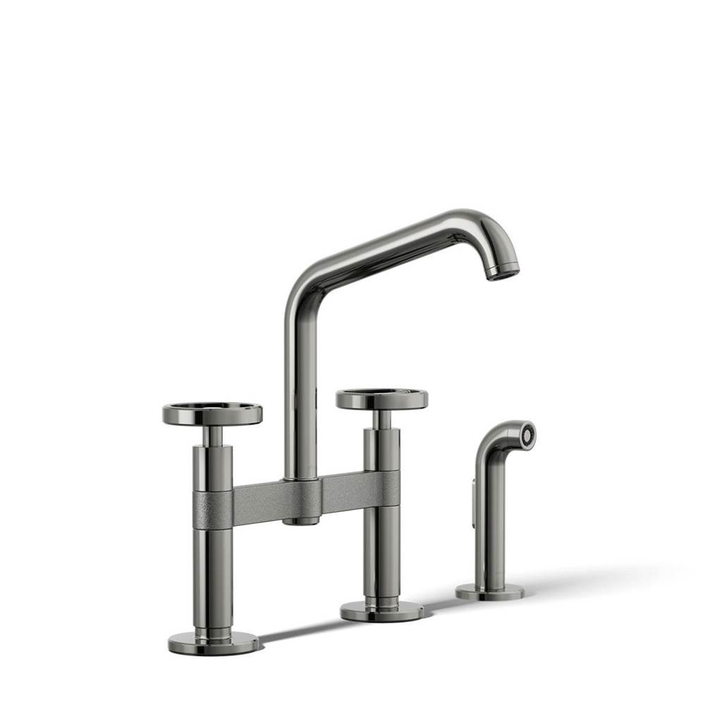 Billet™ Two-hole bridge kitchen sink faucet with side sprayer-related