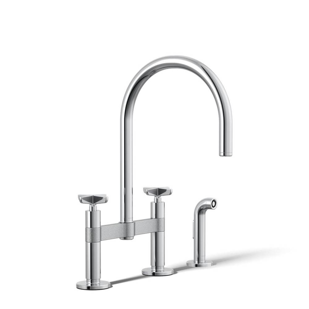 Billet™ Two-hole bridge kitchen sink faucet with side sprayer-shop