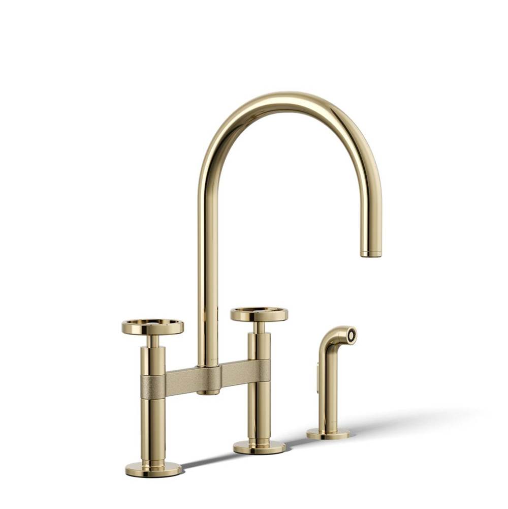 Billet™ Two-hole bridge kitchen sink faucet with side sprayer-related