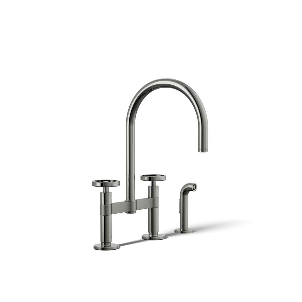 Billet™ Two-hole bridge kitchen sink faucet with side sprayer-shop