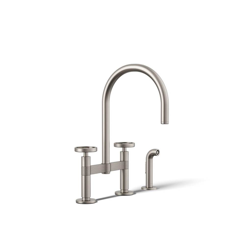 Billet™ Two-hole bridge kitchen sink faucet with side sprayer-shop