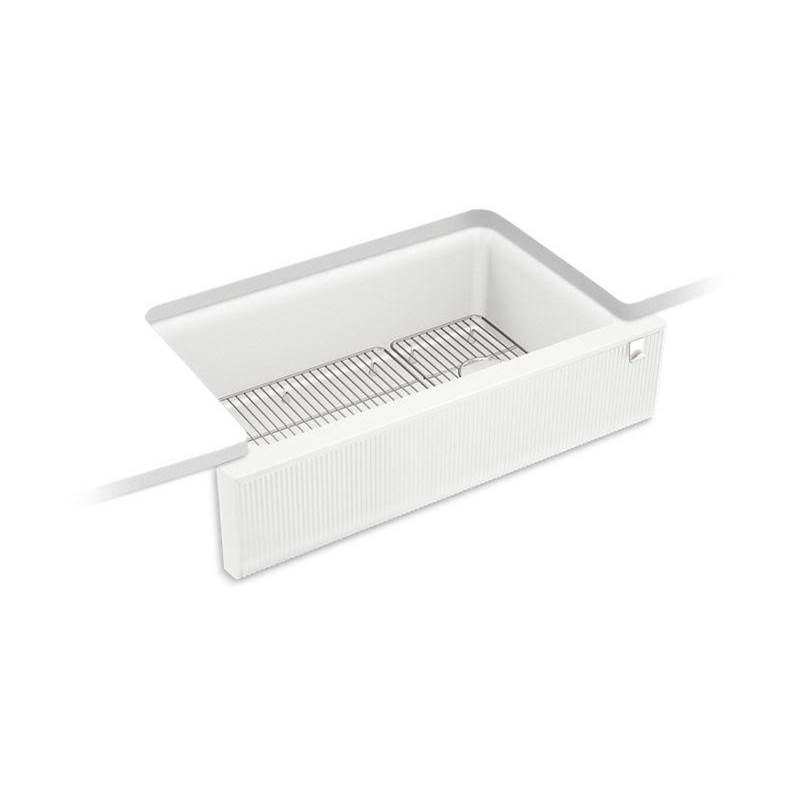 Cairn® 34'' undermount single-bowl farmhouse kitchen sink with fluted design-shop