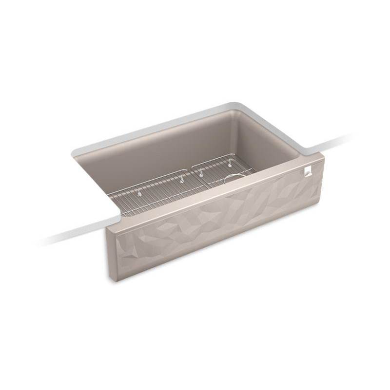 Cairn® 34'' undermount single-bowl farmhouse kitchen sink with faceted design-shop