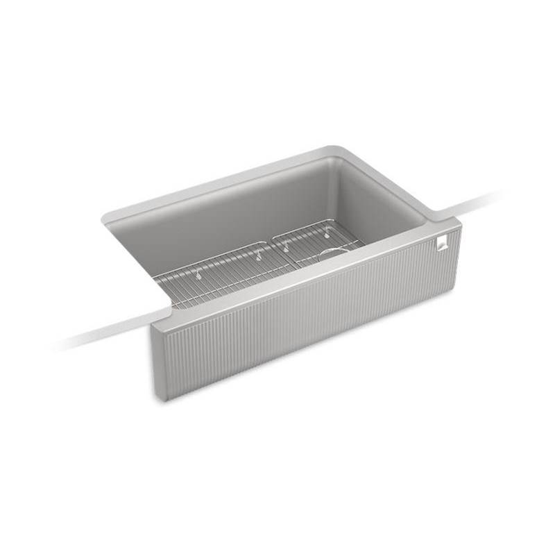 Cairn® 34'' undermount single-bowl farmhouse kitchen sink with fluted design-related