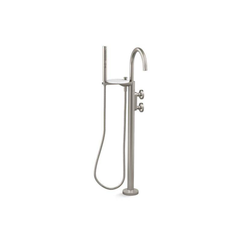 Components® Floor-mount bath filler trim with industrial handles and handshower-shop
