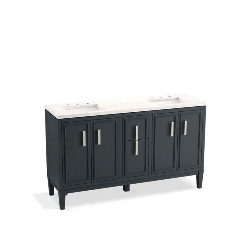 Southerk® 60'' bathroom vanity cabinet with sinks and quartz top-shop