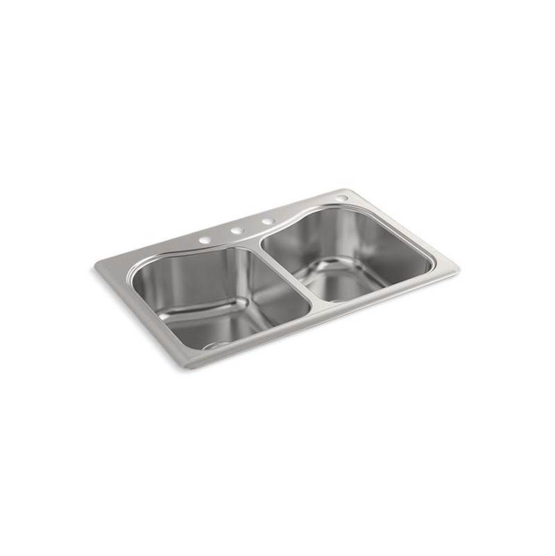 Staccato™ 33'' x 22'' x 8-5/16'' top-mount double-equal bowl kitchen sink with 4 -related
