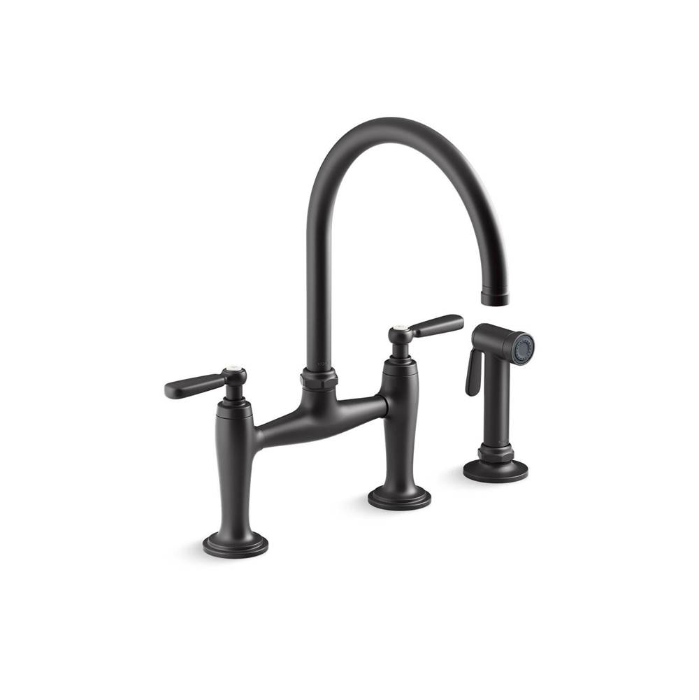 Edalyn™ by Studio McGee Two-hole bridge kitchen sink faucet with side sprayer-related