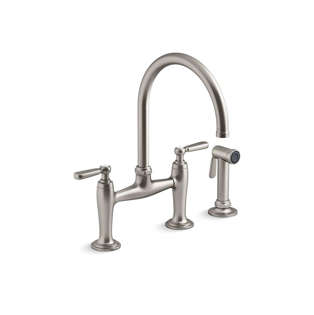 Edalyn™ by Studio McGee Two-hole bridge kitchen sink faucet with side sprayer-shop
