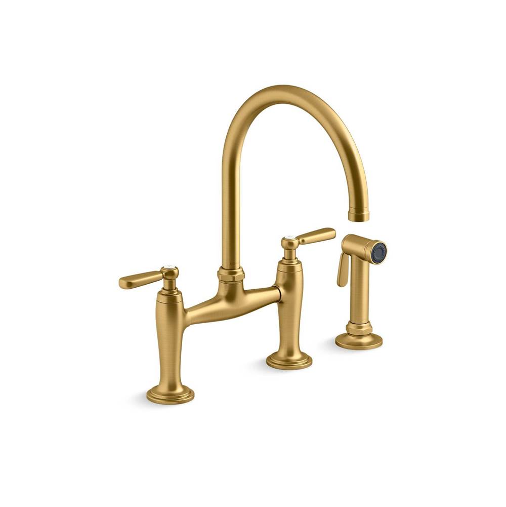 Edalyn™ by Studio McGee Two-hole bridge kitchen sink faucet with side sprayer-related