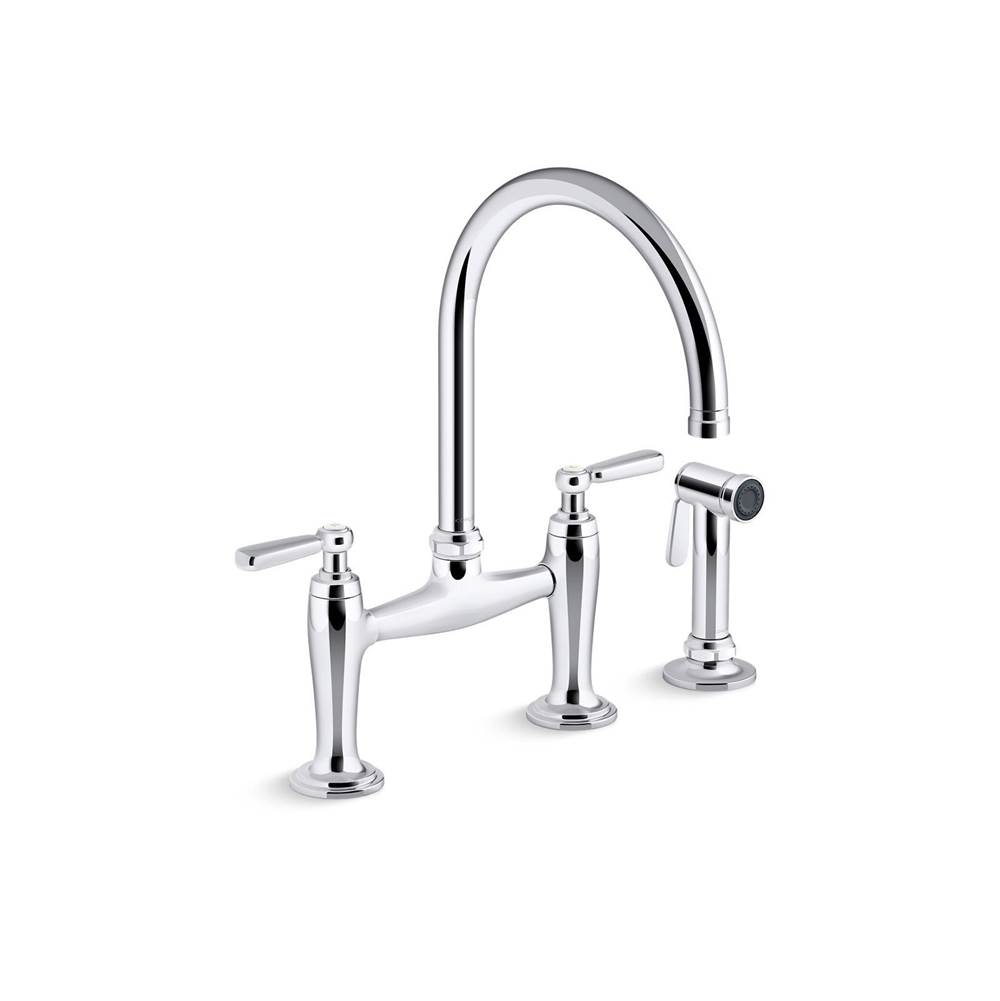 Edalyn™ by Studio McGee Two-hole bridge kitchen sink faucet with side sprayer-shop