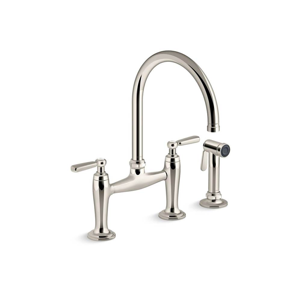 Edalyn™ by Studio McGee Two-hole bridge kitchen sink faucet with side sprayer-shop