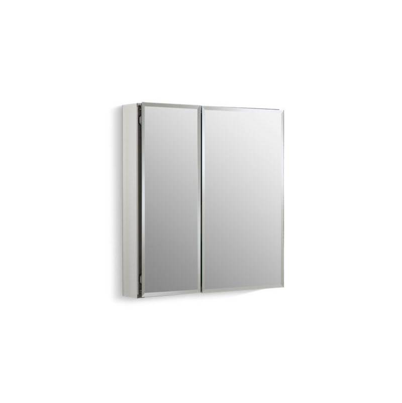 25'' W x 26'' H aluminum two-door medicine cabinet with mirrored doors, beveled e-related