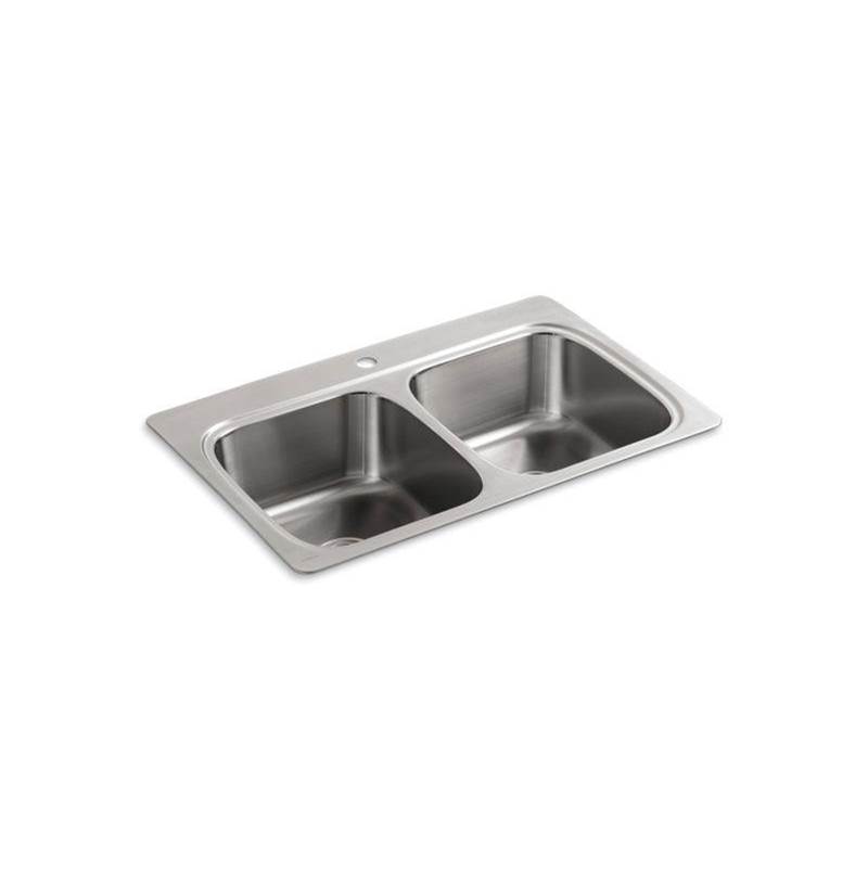 Verse™ 33'' x 22'' x 9-1/4'' top-mount double-equal bowl kitchen sink with single-shop