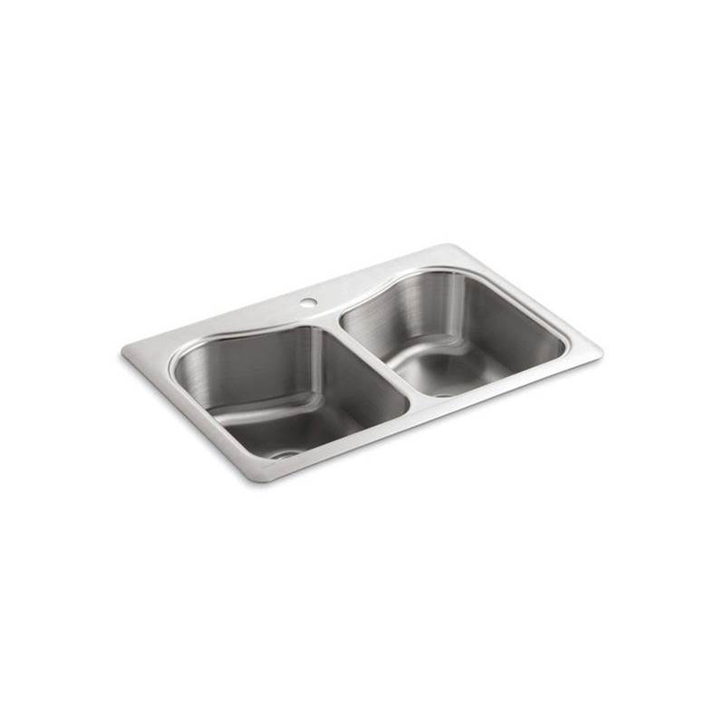 Staccato™ 33'' x 22'' x 8-5/16'' top-mount double-equal bowl kitchen sink with si-shop