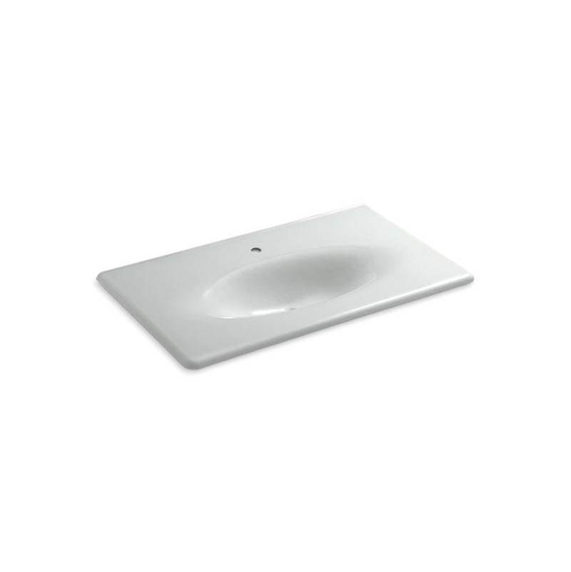 Iron/Impressions® 37'' Enameled cast iron vanity top with integrated oval sink-shop