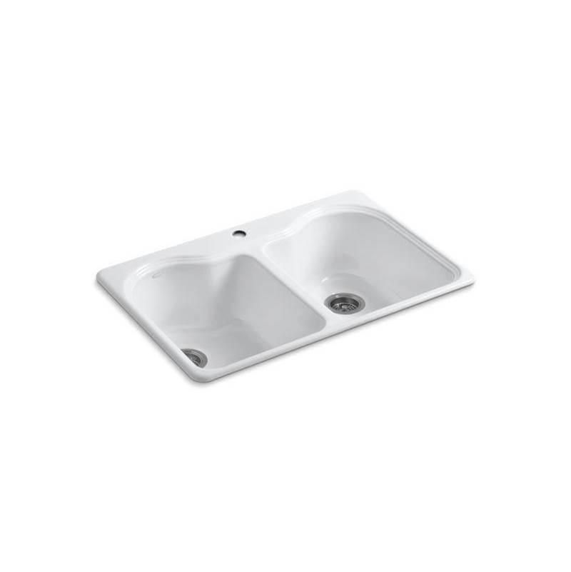 Hartland® 33'' x 22'' x 9-5/8'' top-mount double-equal kitchen sink with single f-related