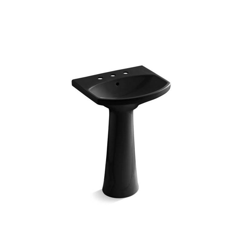 Cimarron® Pedestal bathroom sink with 8'' widespread faucet holes-related