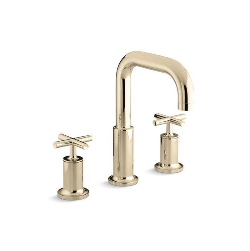 Purist® Deck-mount bath faucet trim for high-flow valve with cross handles, valve-related