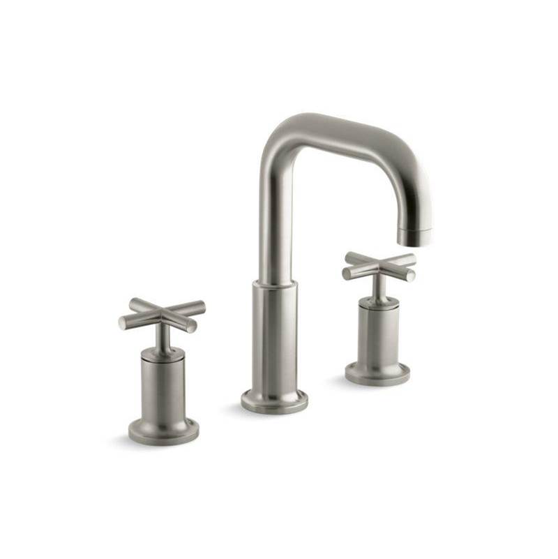 Purist® Deck-mount bath faucet trim for high-flow valve with cross handles, valve-shop