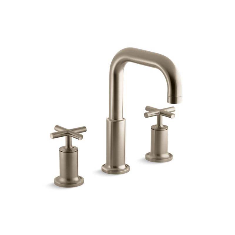 Purist® Deck-mount bath faucet trim for high-flow valve with cross handles, valve-related