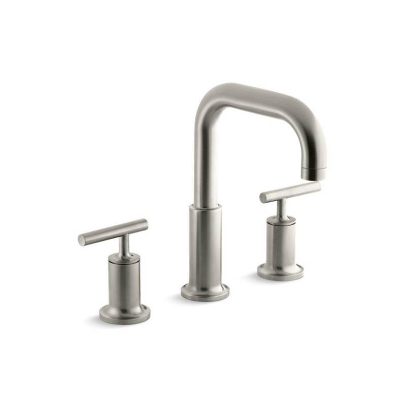 Purist® Deck-mount bath faucet trim for high-flow valve with lever handles, valve-related