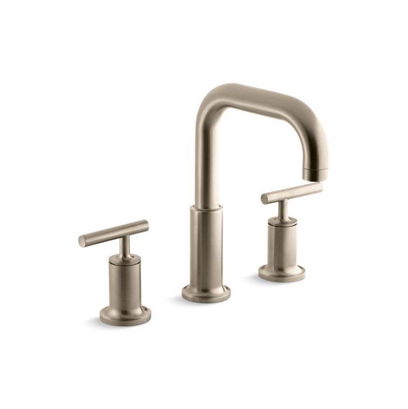 Purist® Deck-mount bath faucet trim for high-flow valve with lever handles, valve-related