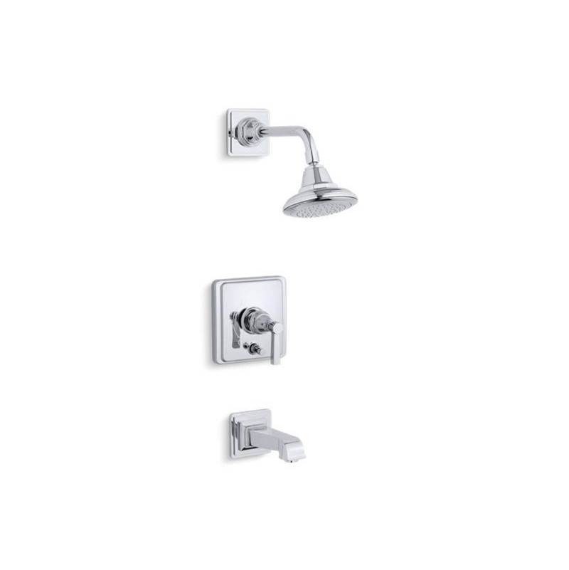 Pinstripe® Pure Rite-Temp® bath and shower trim kit with push-button diverter and-shop