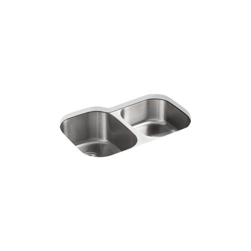 Undertone® 31'' x 20-1/8'' x 9-1/2'' undermount large/medium double-bowl kitchen -shop