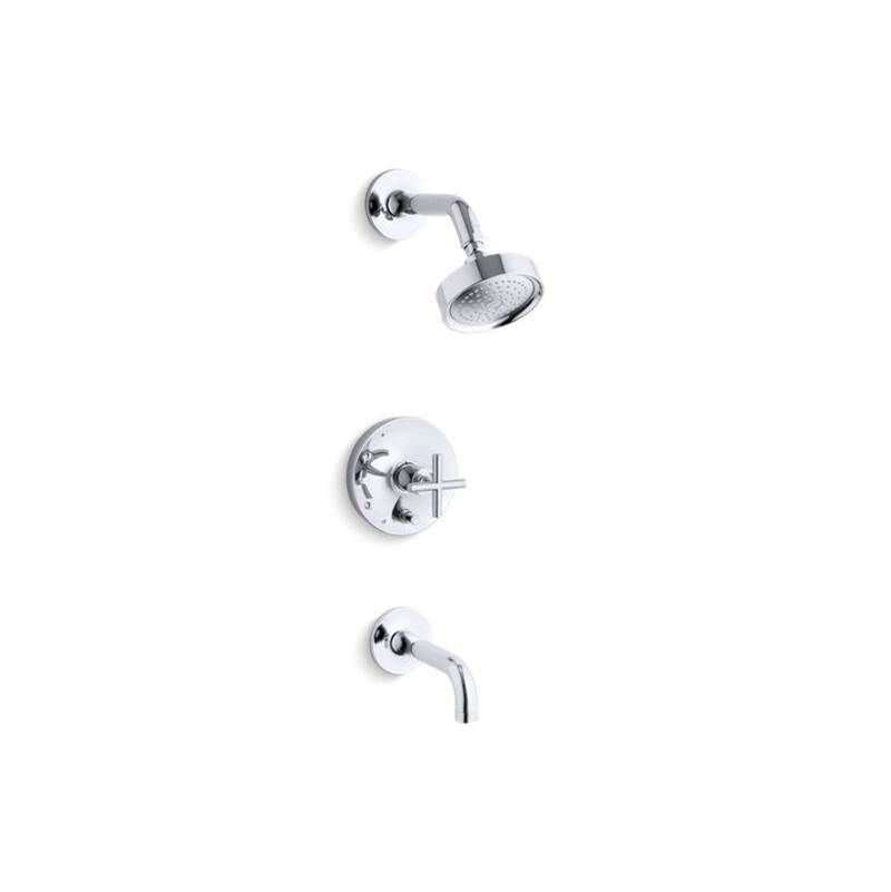 Purist® Rite-Temp® pressure-balancing bath and shower faucet trim with push-butto-related