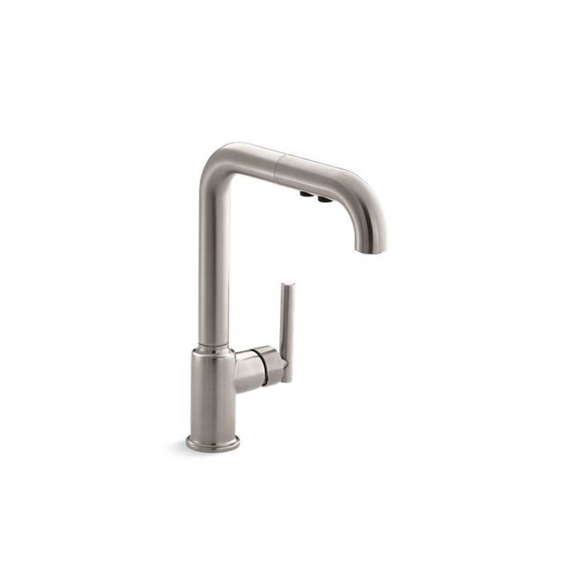 Purist® Pull-out kitchen sink faucet with three-function sprayhead-shop
