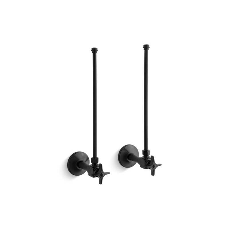 Pair 3/8'' NPT angle supplies with stop, cross handle and annealed vertical tube-shop