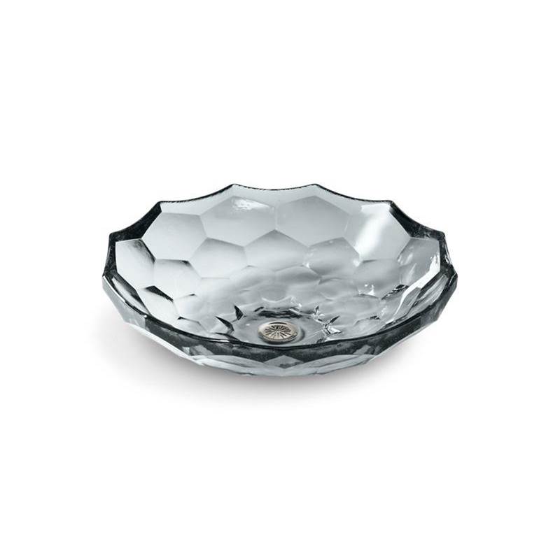 Briolette™ 17-1/2'' round vessel glass bathroom sink, no overflow-related