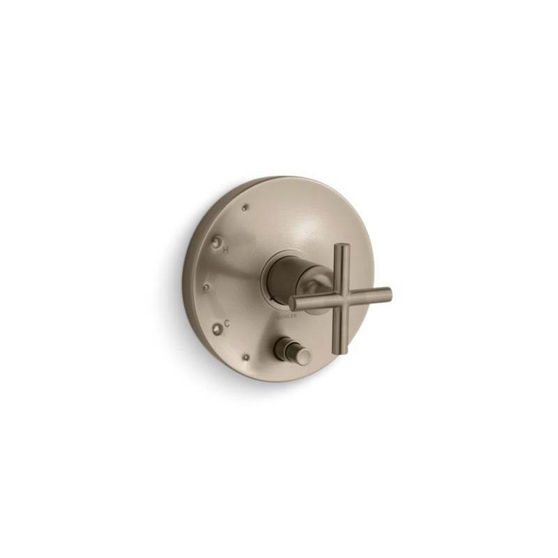 Purist® Rite-Temp® valve trim with push-button diverter and cross handle-shop