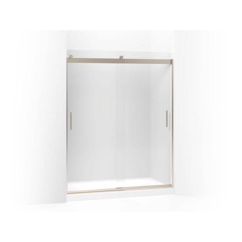 Levity® Sliding shower door, 74'' H x 56-5/8 - 59-5/8'' W, with 1/4'' thick Frost-related