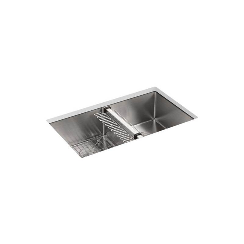 Strive® 32'' undermount double-bowl kitchen sink with accessories-shop