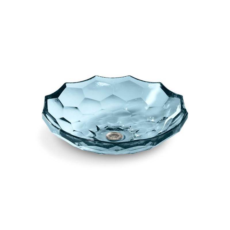 Briolette™ 17-1/2'' round vessel glass bathroom sink, no overflow-related