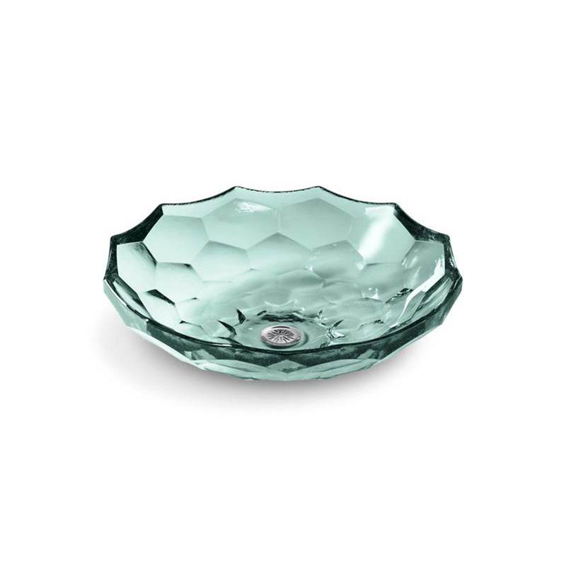Briolette™ 17-1/2'' round vessel glass bathroom sink, no overflow-shop