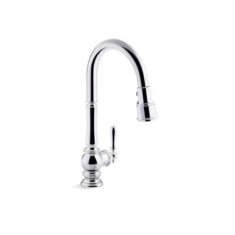 Artifacts® Pull-down kitchen sink faucet with three-function sprayhead-shop