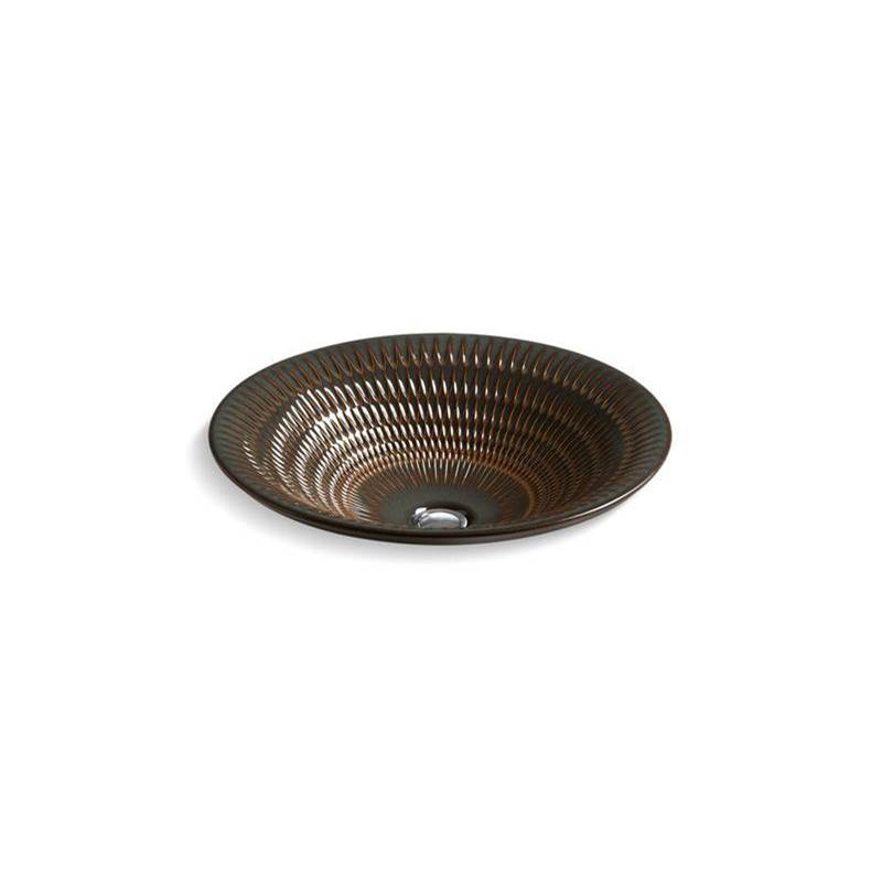 Derring® Carillon® 17-3/4'' round semi-recessed vessel bathroom sink, no overflow-related